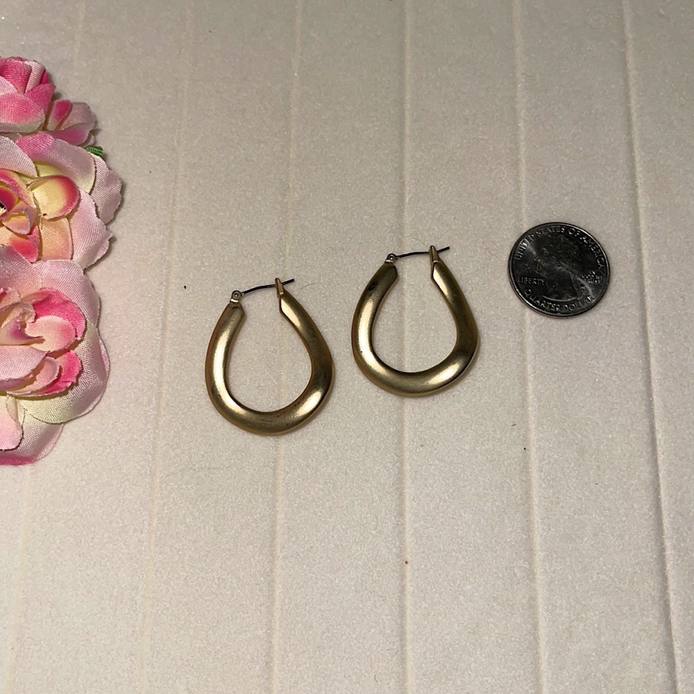 🌸 Lia Sophia Matte Gold Wave Hoops Earrings